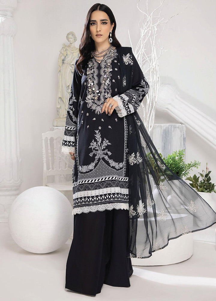 Monochrome By Humdum Embroidered Lawn Suits Unstitched 3 Piece HD23MC D-07 - Summer Collection