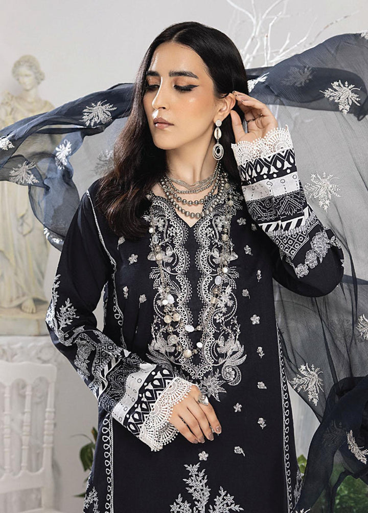 Monochrome By Humdum Embroidered Lawn Suits Unstitched 3 Piece HD23MC D-07 - Summer Collection