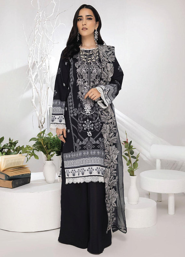 Monochrome By Humdum Embroidered Lawn Suits Unstitched 3 Piece HD23MC D-08 - Summer Collection