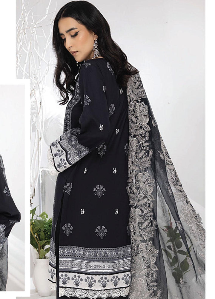 Monochrome By Humdum Embroidered Lawn Suits Unstitched 3 Piece HD23MC D-08 - Summer Collection