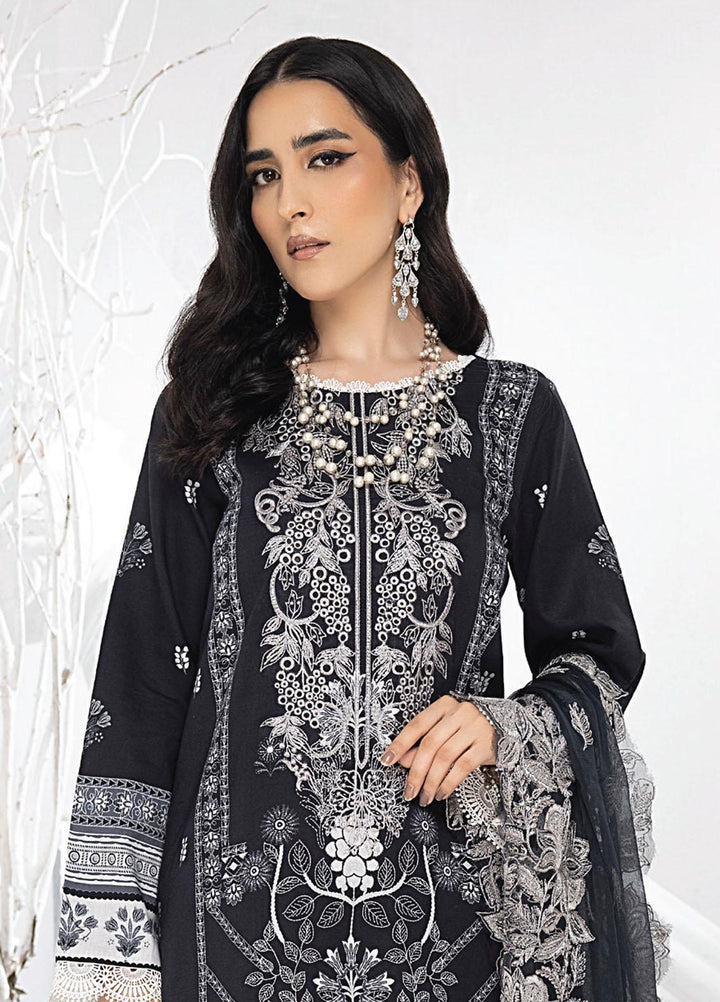 Monochrome By Humdum Embroidered Lawn Suits Unstitched 3 Piece HD23MC D-08 - Summer Collection