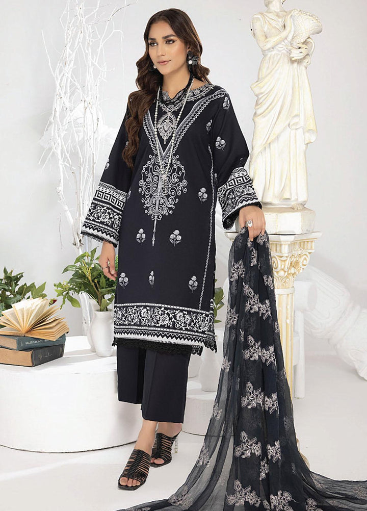 Monochrome By Humdum Embroidered Lawn Suits Unstitched 3 Piece HD23MC D-10 - Summer Collection