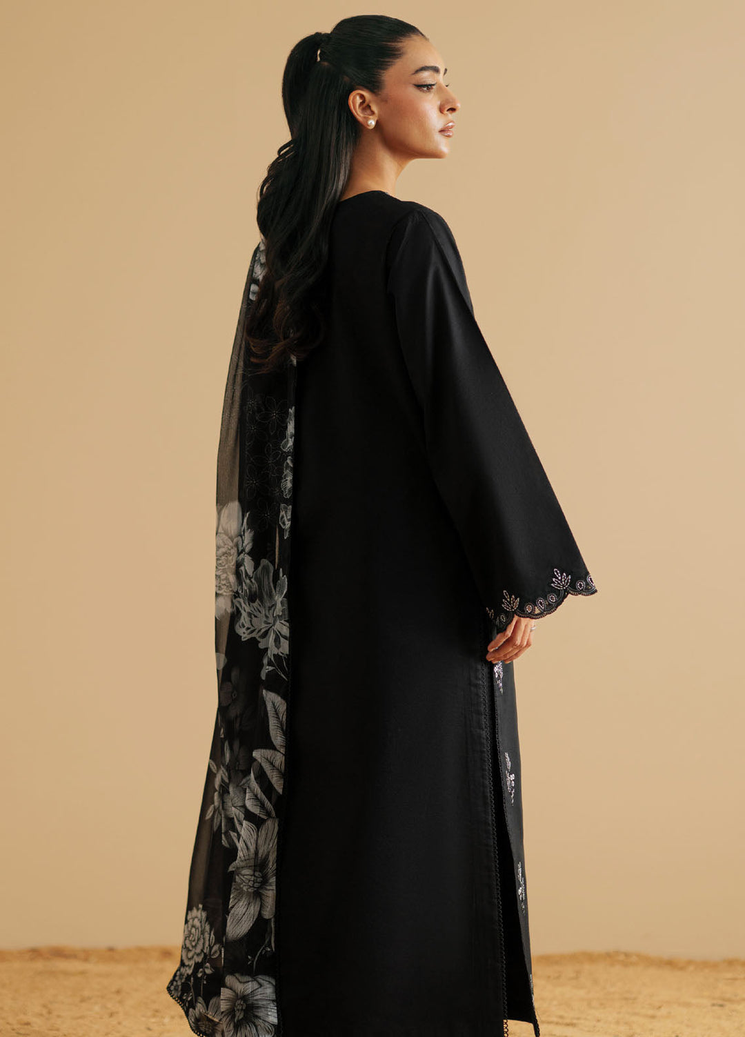 Monochrome by Seran Embroidered Lawn Suits Unstitched 3 Piece SN25MC D-01 Nyra - Summer Collection