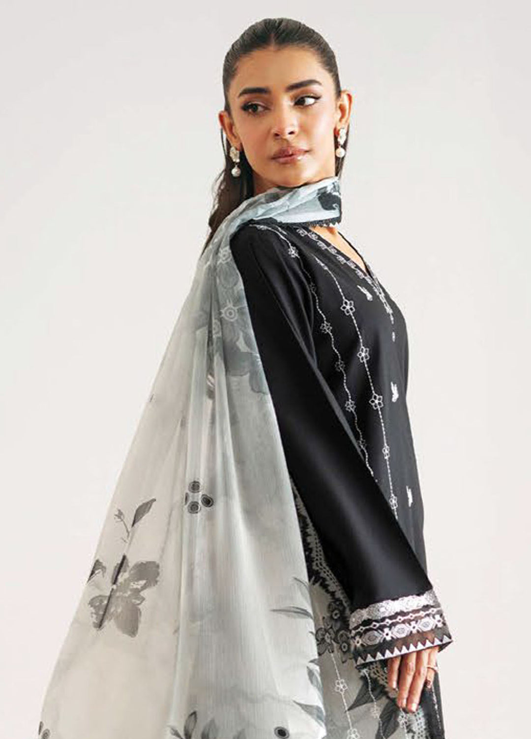 Monochrome by Seran Embroidered Lawn Suits Unstitched 3 Piece SN25MC D-02 Neva - Summer Collection