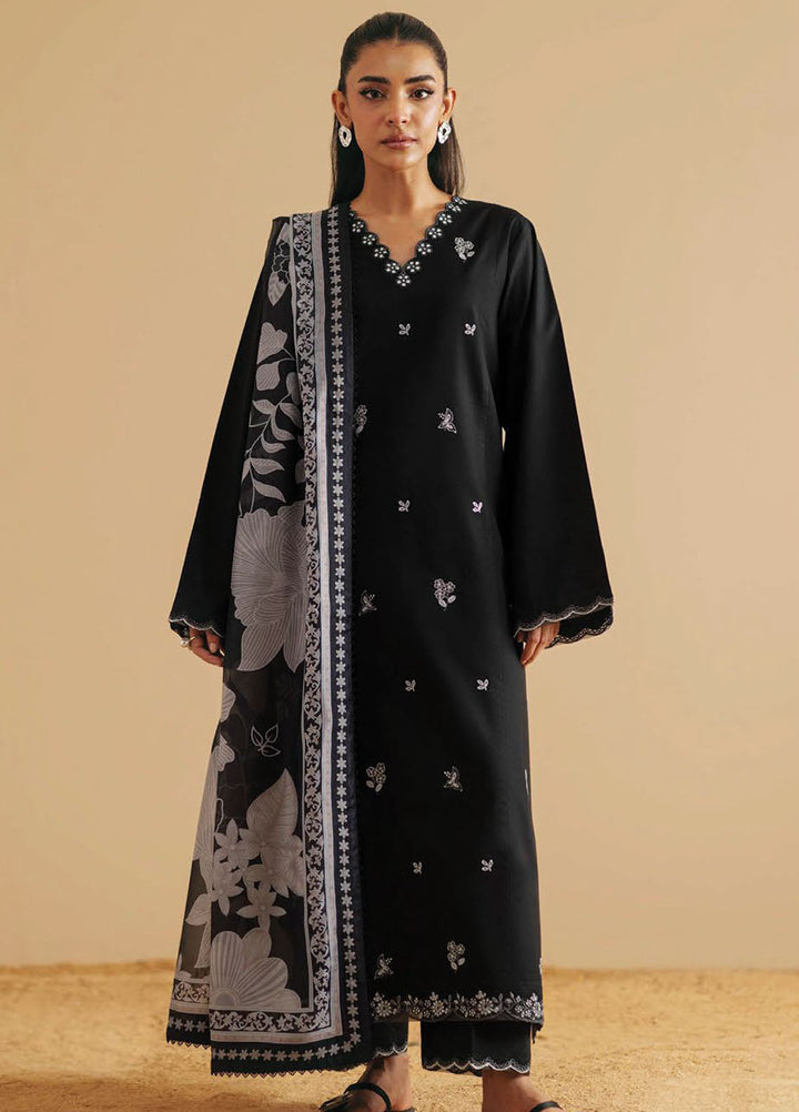 Monochrome by Seran Embroidered Lawn Suits Unstitched 3 Piece SN25MC D-04 Noire - Summer Collection