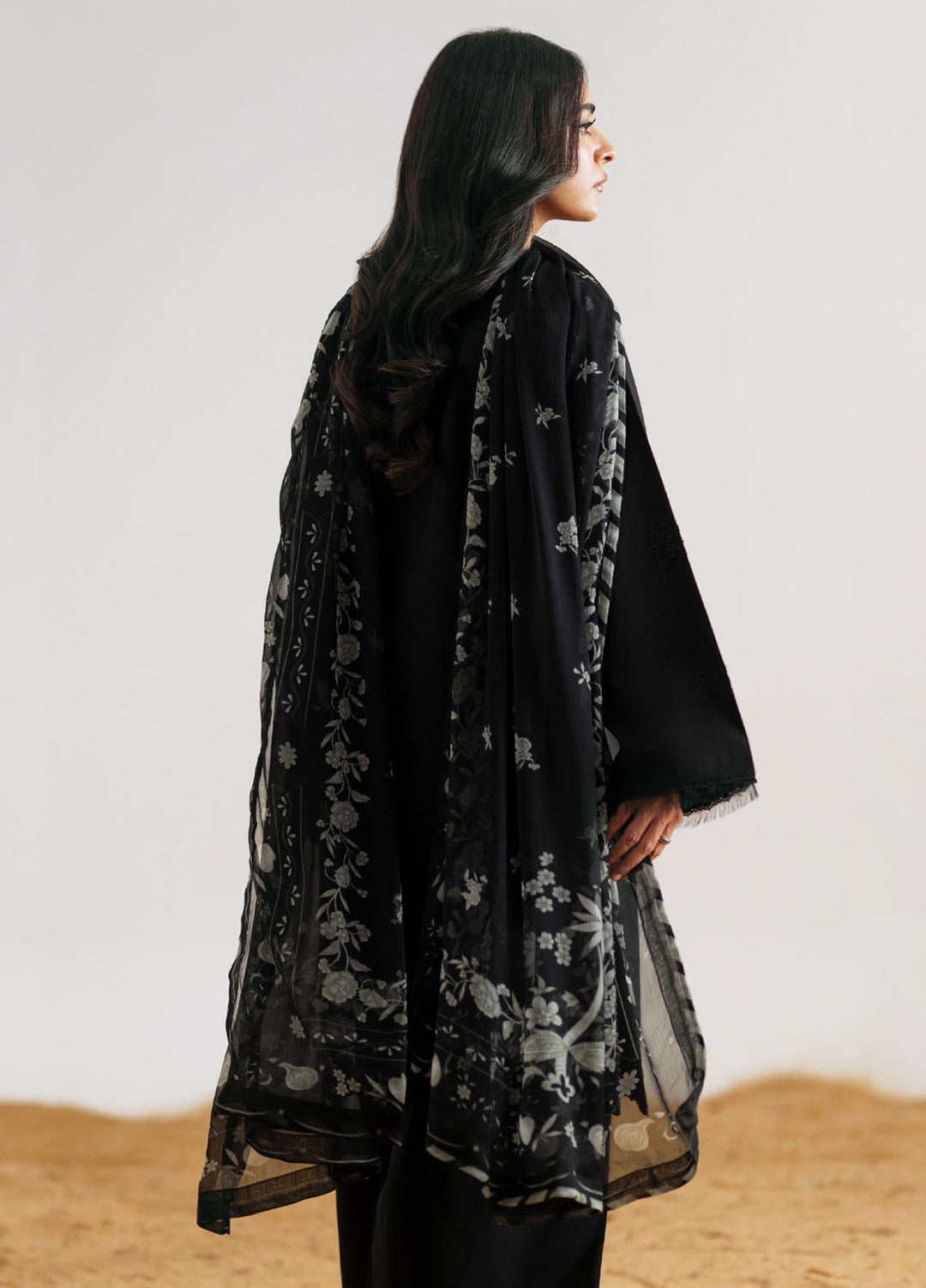 Monochrome by Seran Embroidered Lawn Suits Unstitched 3 Piece SN25MC D-05 Elva - Summer Collection