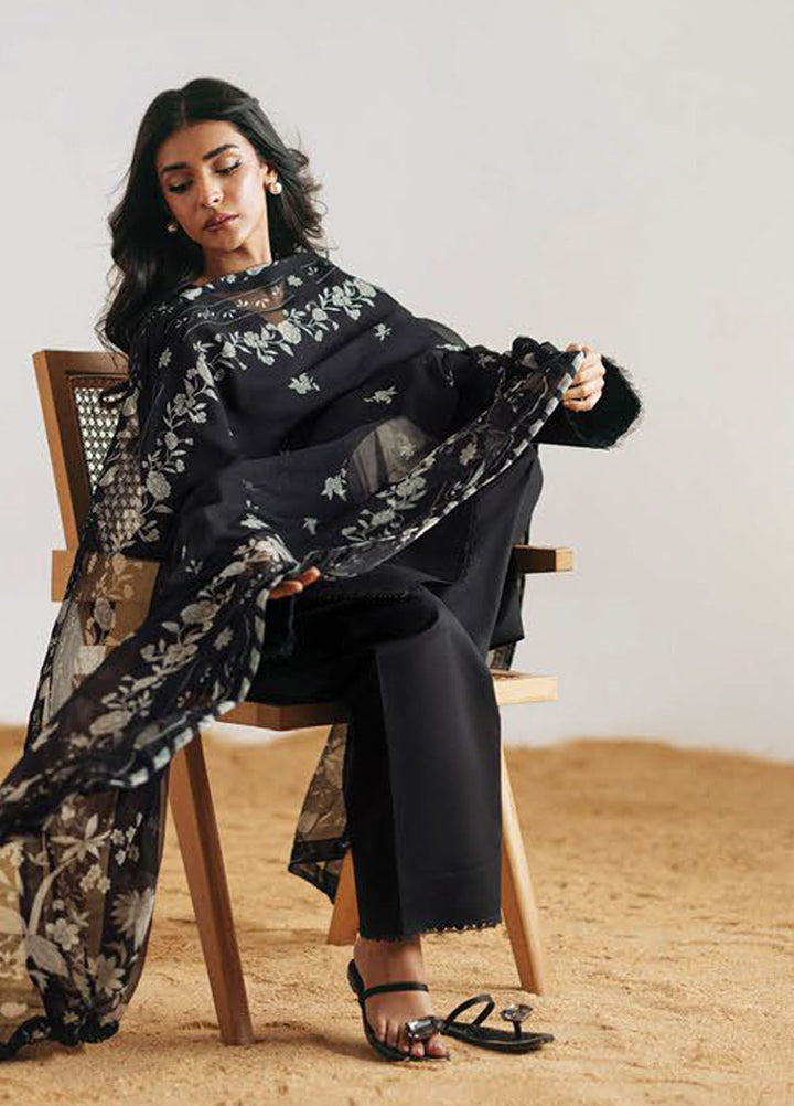 Monochrome by Seran Embroidered Lawn Suits Unstitched 3 Piece SN25MC D-05 Elva - Summer Collection