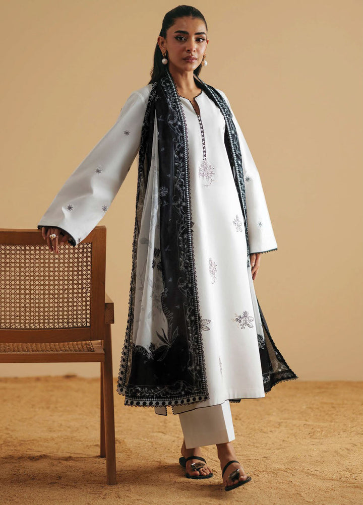 Monochrome by Seran Embroidered Lawn Suits Unstitched 3 Piece SN25MC D-07 Ivra - Summer Collection