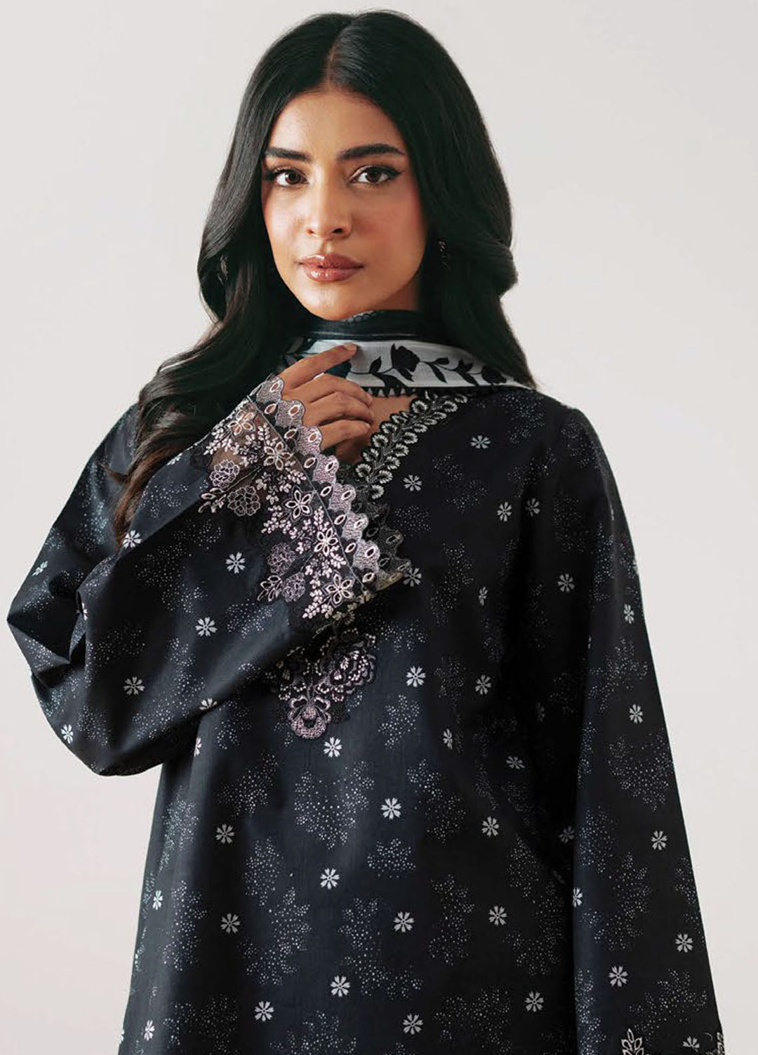 Monochrome by Seran Embroidered Lawn Suits Unstitched 3 Piece SN25MC D-08 Zyre - Summer Collection