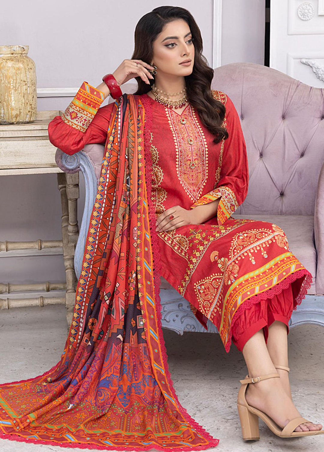 Monsoon By Al Zohaib Printed Lawn Suits Unstitched 3 Piece AZ23ML 12 - Summer Collection