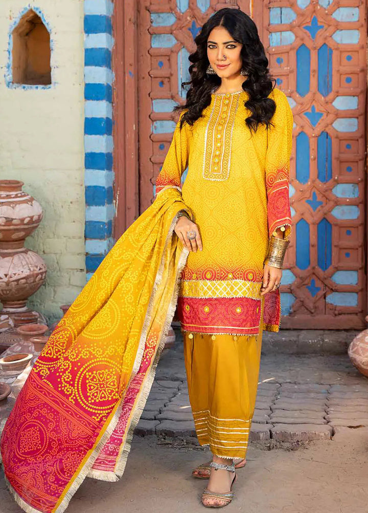 Monsoon Chunri By Al Zohaib Printed Lawn Suit Unstitched 3 Piece AZ24M D-07 - Summer Collection