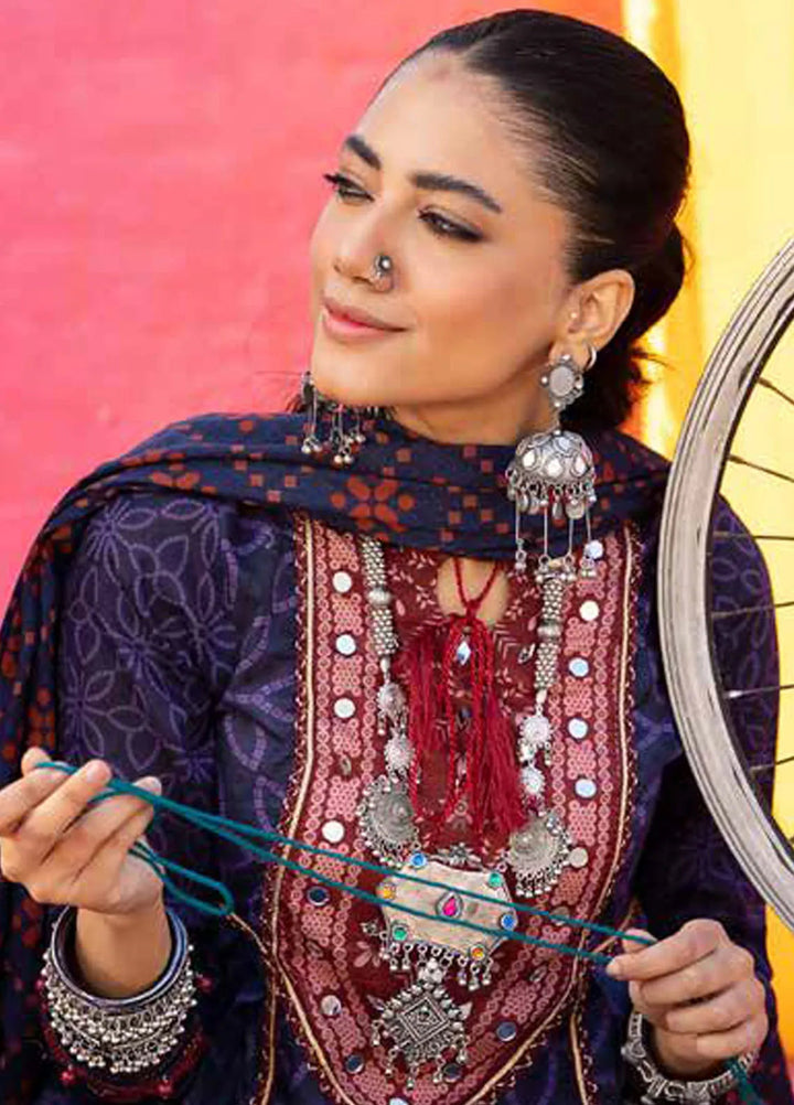 Monsoon Chunri By Al Zohaib Printed Lawn Suit Unstitched 3 Piece AZ24M D-08 - Summer Collection