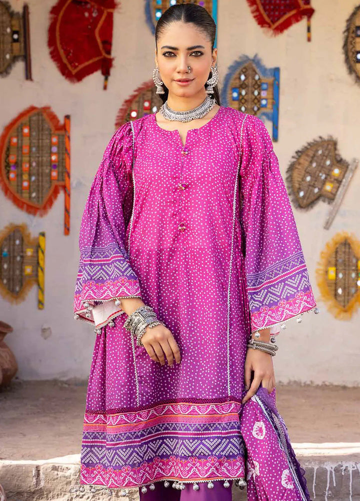 Monsoon Chunri By Al Zohaib Printed Lawn Suit Unstitched 3 Piece AZ24M D-10 - Summer Collection