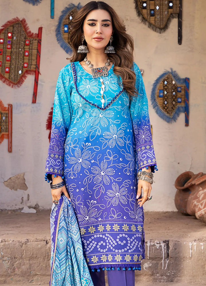 Monsoon Chunri By Al Zohaib Printed Lawn Suit Unstitched 3 Piece AZ24M D-11 - Summer Collection