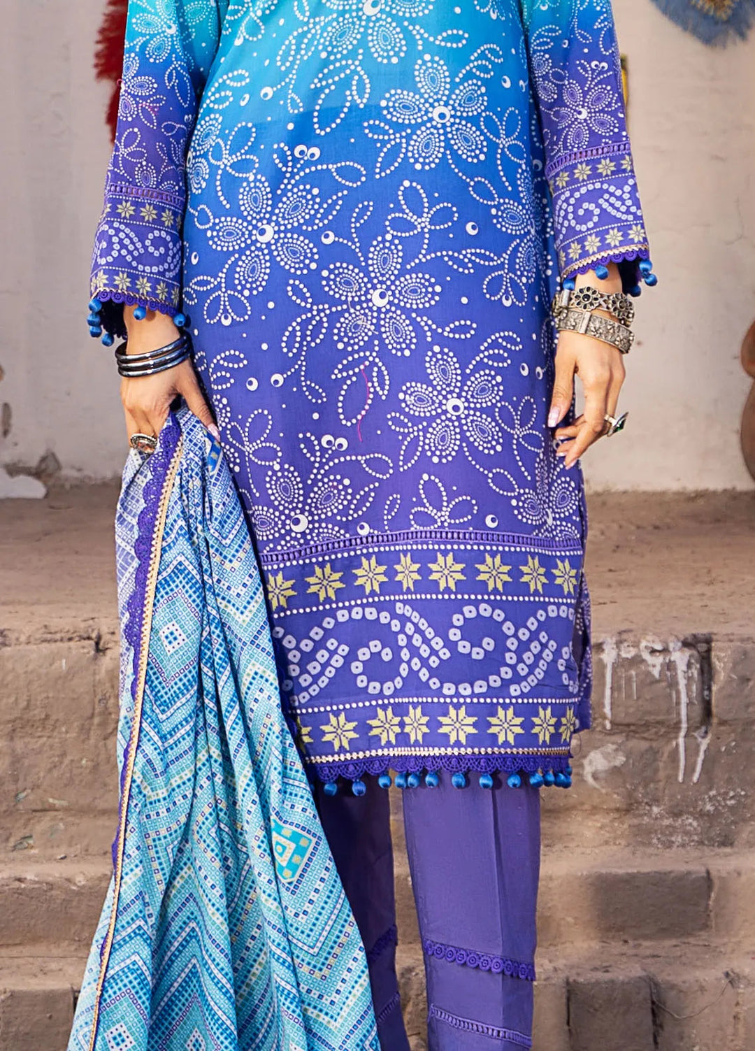 Monsoon Chunri By Al Zohaib Printed Lawn Suit Unstitched 3 Piece AZ24M D-11 - Summer Collection