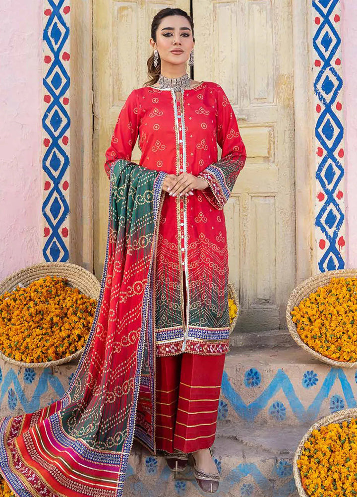 Monsoon Chunri By Al Zohaib Printed Lawn Suit Unstitched 3 Piece AZ24M D-12 - Summer Collection