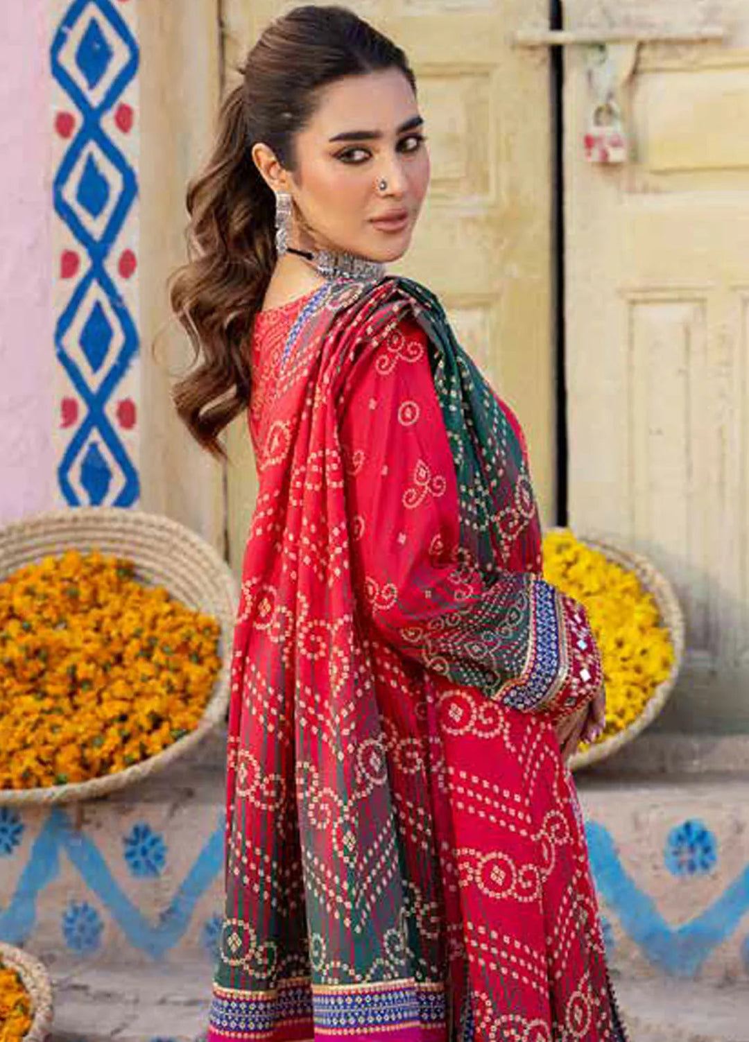 Monsoon Chunri By Al Zohaib Printed Lawn Suit Unstitched 3 Piece AZ24M D-12 - Summer Collection