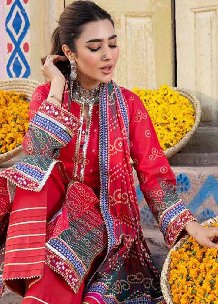 Monsoon Chunri By Al Zohaib Printed Lawn Suit Unstitched 3 Piece AZ24M D-12 - Summer Collection
