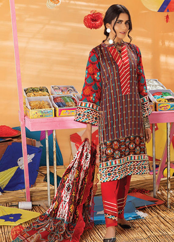 Monsoon Chunri by Al Zohaib Printed Lawn Suits Unstitched 3 Piece AZ21MC 5-A - Summer Collection