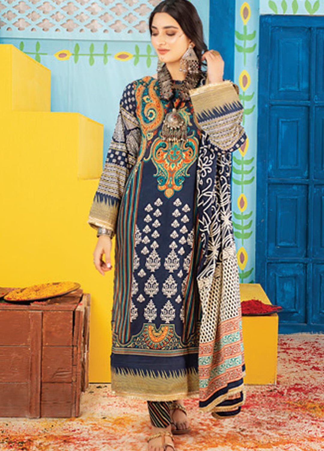 Monsoon Chunri by Al Zohaib Printed Lawn Suits Unstitched 3 Piece AZ21MC 8-B - Summer Collection