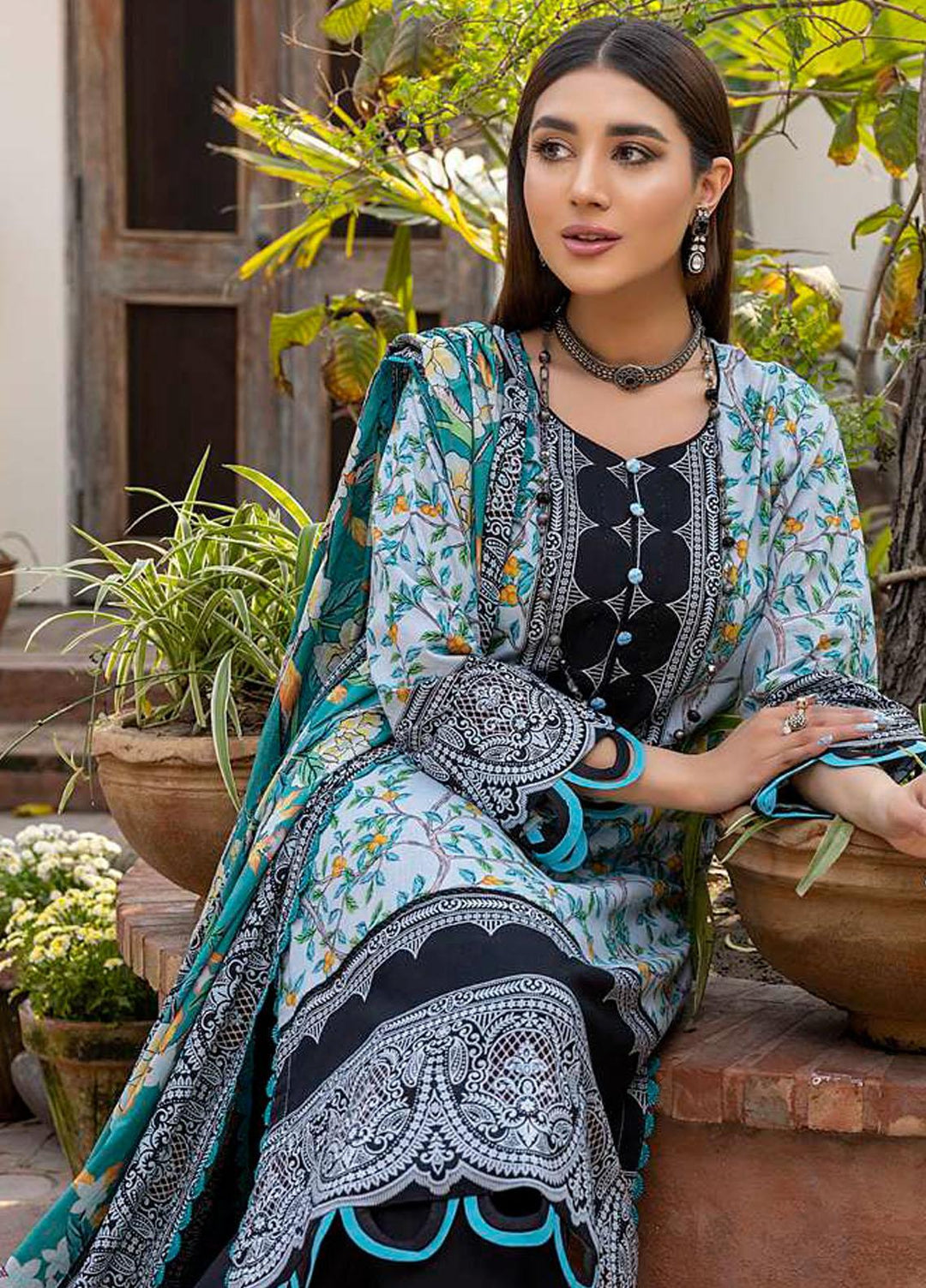 Monsoon Bahar By Al Zohaib Printed Lawn Suits Unstitched 3 Piece AZ22MB 3C - Spring / Summer Collection