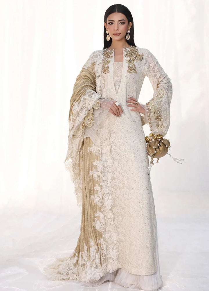Moonlit Glam by Musferah Saad Pret Embroidered Chiffon 3 Piece Suit Royal Pearl