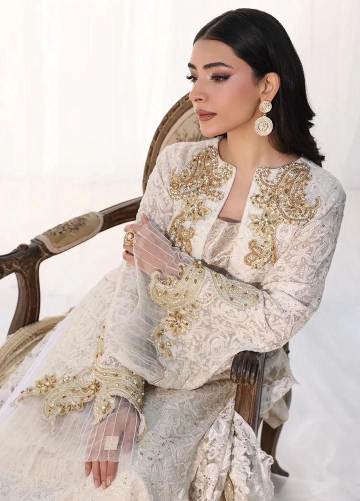 Moonlit Glam by Musferah Saad Pret Embroidered Chiffon 3 Piece Suit Royal Pearl