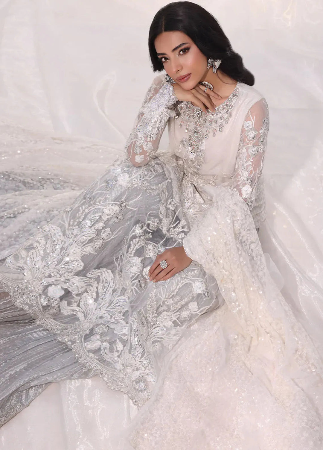 Moonlit Glam by Musferah Saad Pret Embroidered Net 3 Piece Suit Starlit