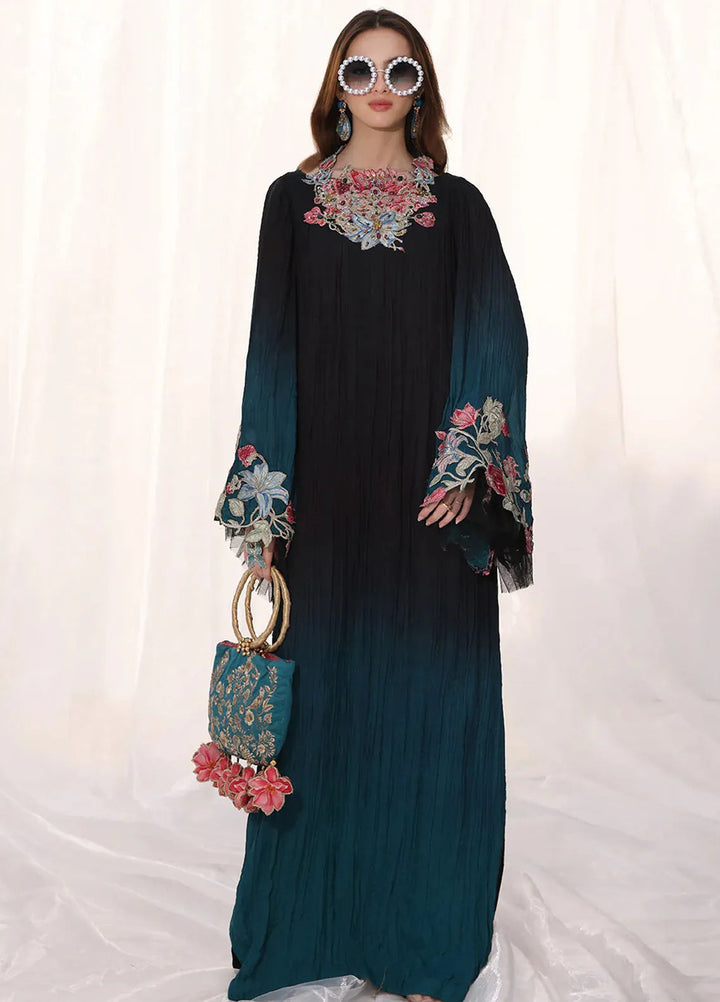 Moonlit Glam by Musferah Saad Pret Embroidered Silk 1 Piece Suit Midnight Diva
