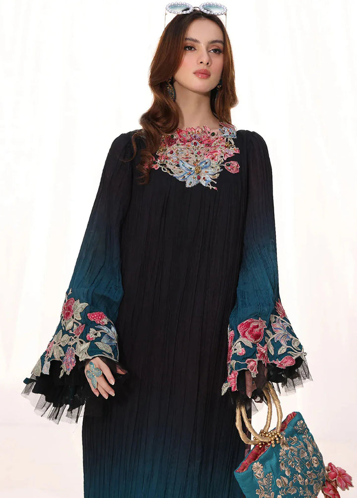 Moonlit Glam by Musferah Saad Pret Embroidered Silk 1 Piece Suit Midnight Diva