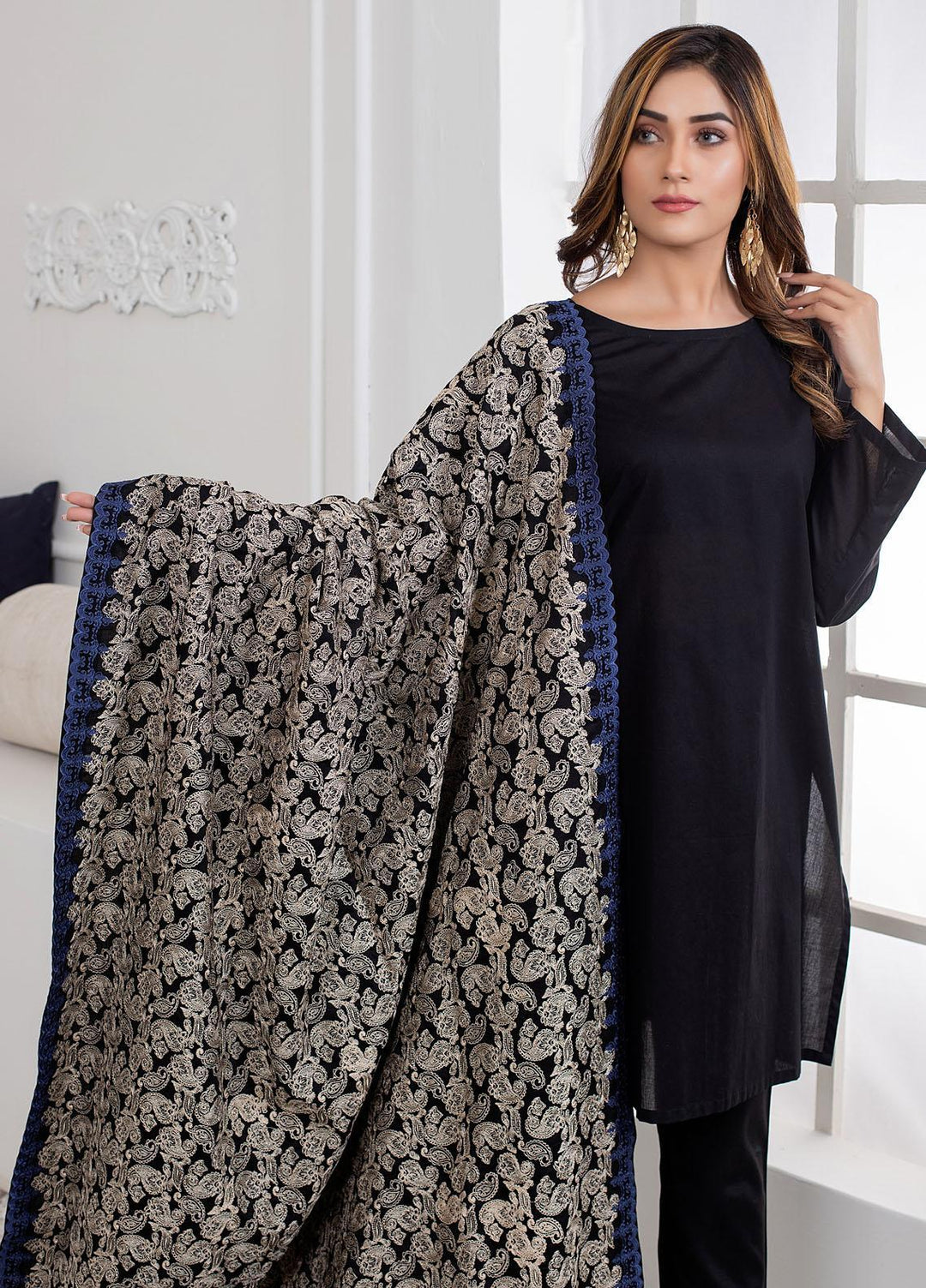Mosaic Embroidered   Shawl MS21LS MS-14 - Luxury Shawls