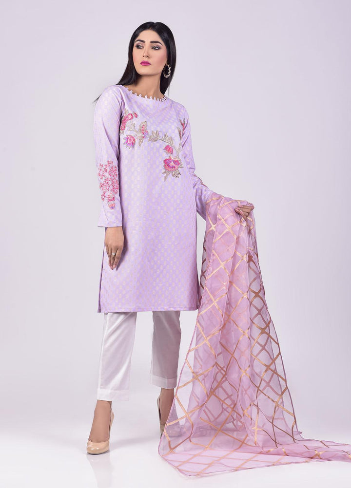 Mosaic Embroidered Jacquard Stitched 3 Piece Suit D-7101 Purple