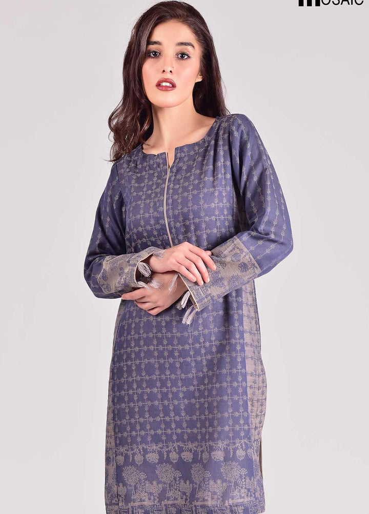 Mosaic Embroidered Jacquard Stitched Kurtis D-5301-Grey