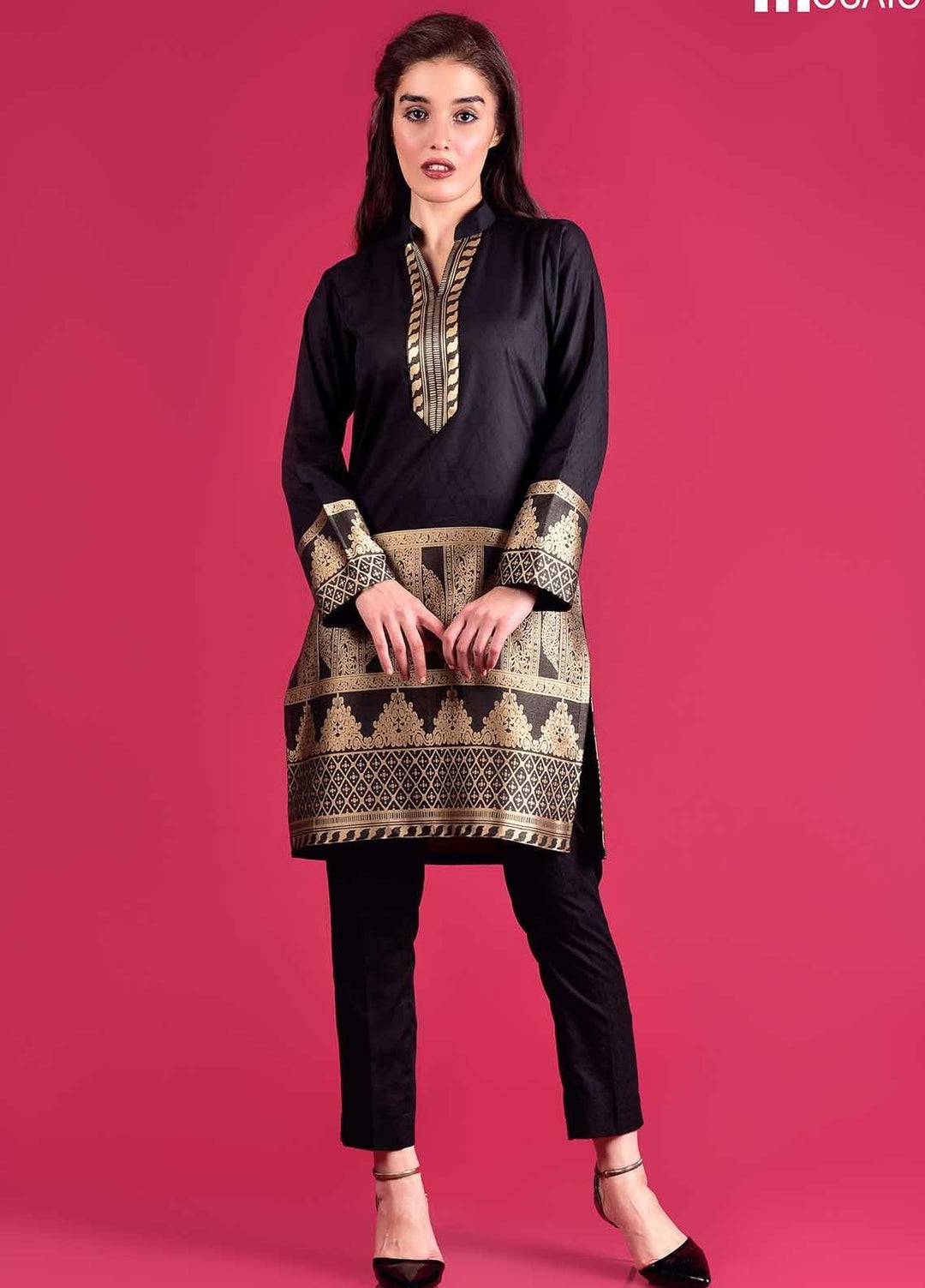 Mosaic Embroidered Jacquard Stitched 2 Piece D-5401-Black