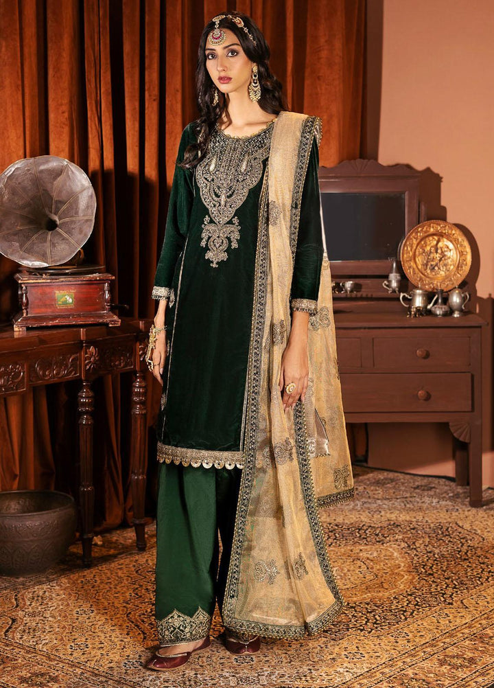 Motifz Embroidered Velvet Suits Unstitched 3 Piece MT22FV 3164 NOOR- JAHAN - Luxury Festive Collection