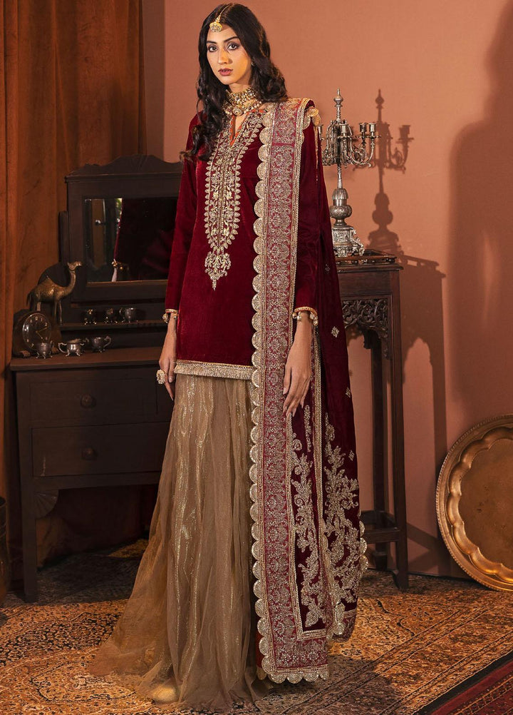 Motifz Embroidered Velvet Suits Unstitched 3 Piece MT22FV 3165 ZIL-E- HUMA - Luxury Festive Collection