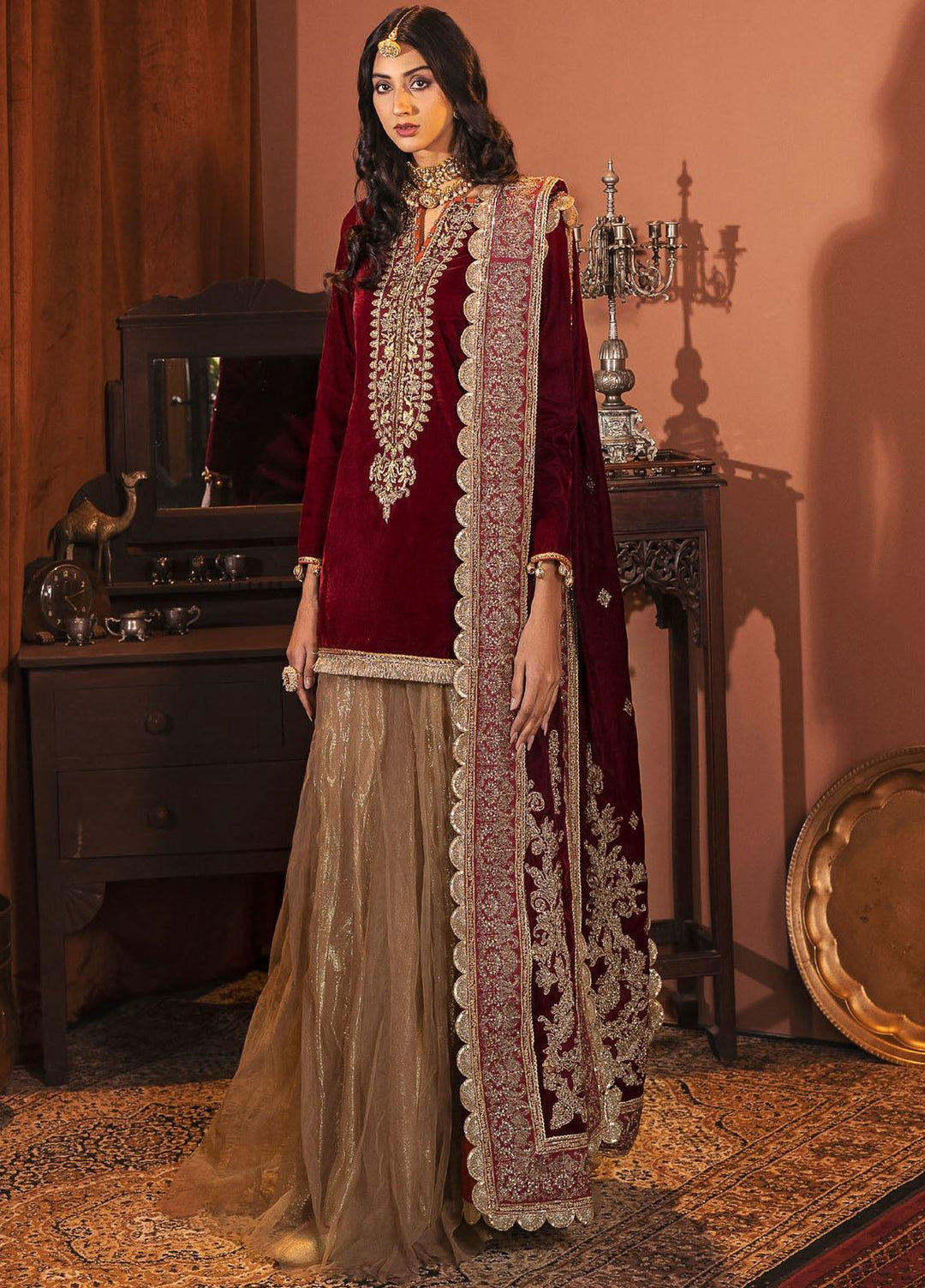 Motifz Embroidered Velvet Suits Unstitched 3 Piece MT22FV 3165 ZIL-E- HUMA - Luxury Festive Collection
