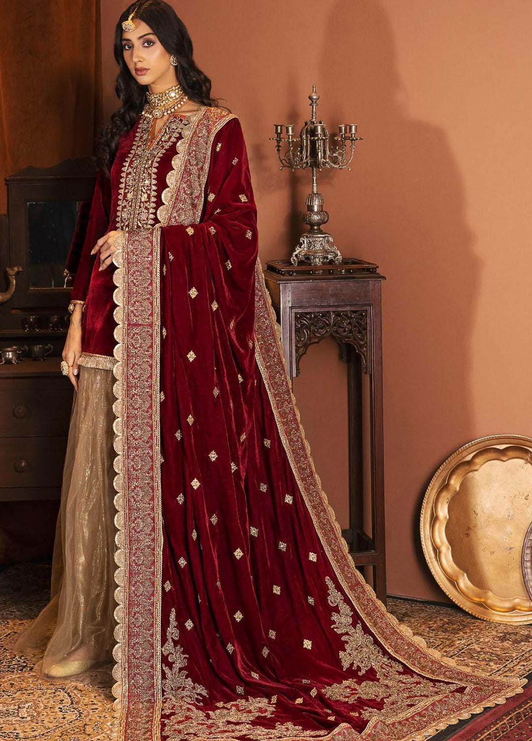 Motifz Embroidered Velvet Suits Unstitched 3 Piece MT22FV 3165 ZIL-E- HUMA - Luxury Festive Collection