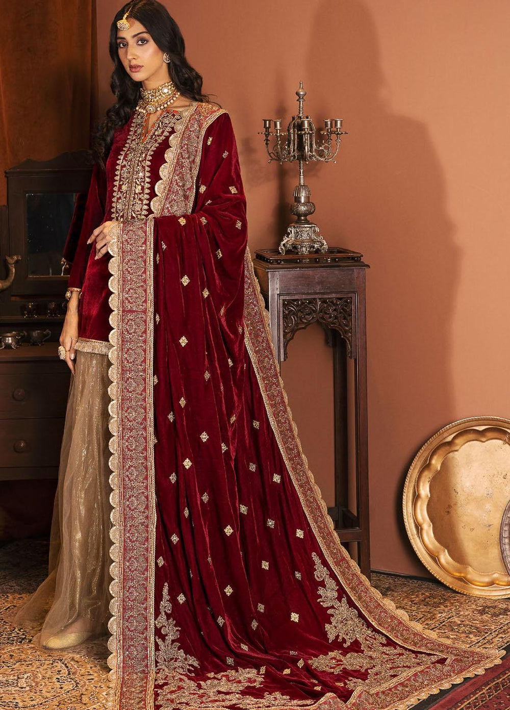 Motifz Embroidered Velvet Suits Unstitched 3 Piece MT22FV 3165 ZIL-E- HUMA - Luxury Festive Collection