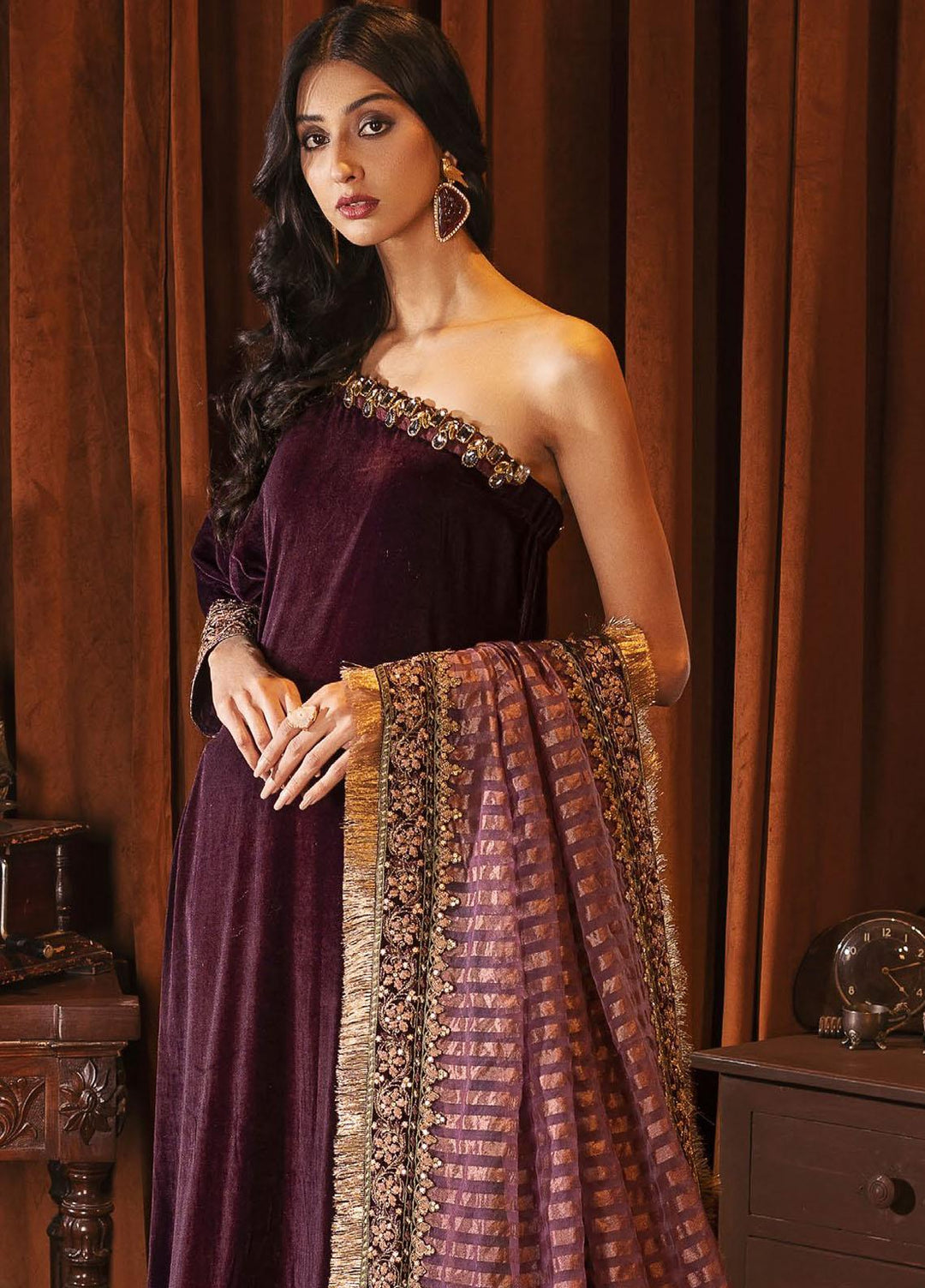 Motifz Embroidered Velvet Suits Unstitched 3 Piece MT22FV 3171 ZOHRA - Luxury Festive Collection