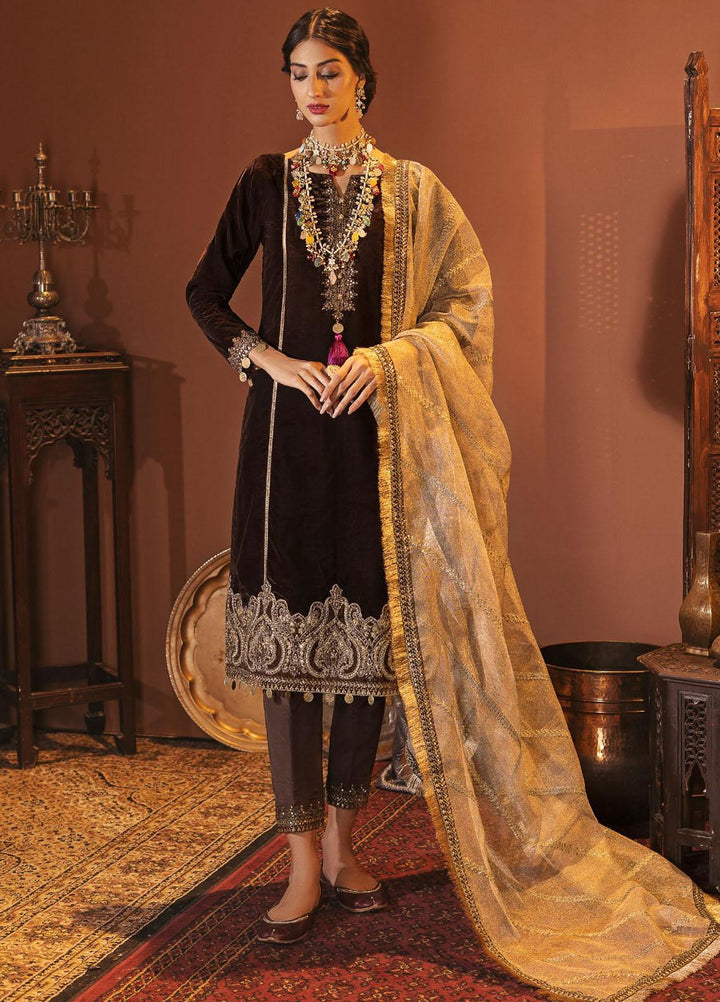 Motifz Embroidered Velvet Suits Unstitched 3 Piece MT22FV 3172 MANHA - Luxury Festive Collection
