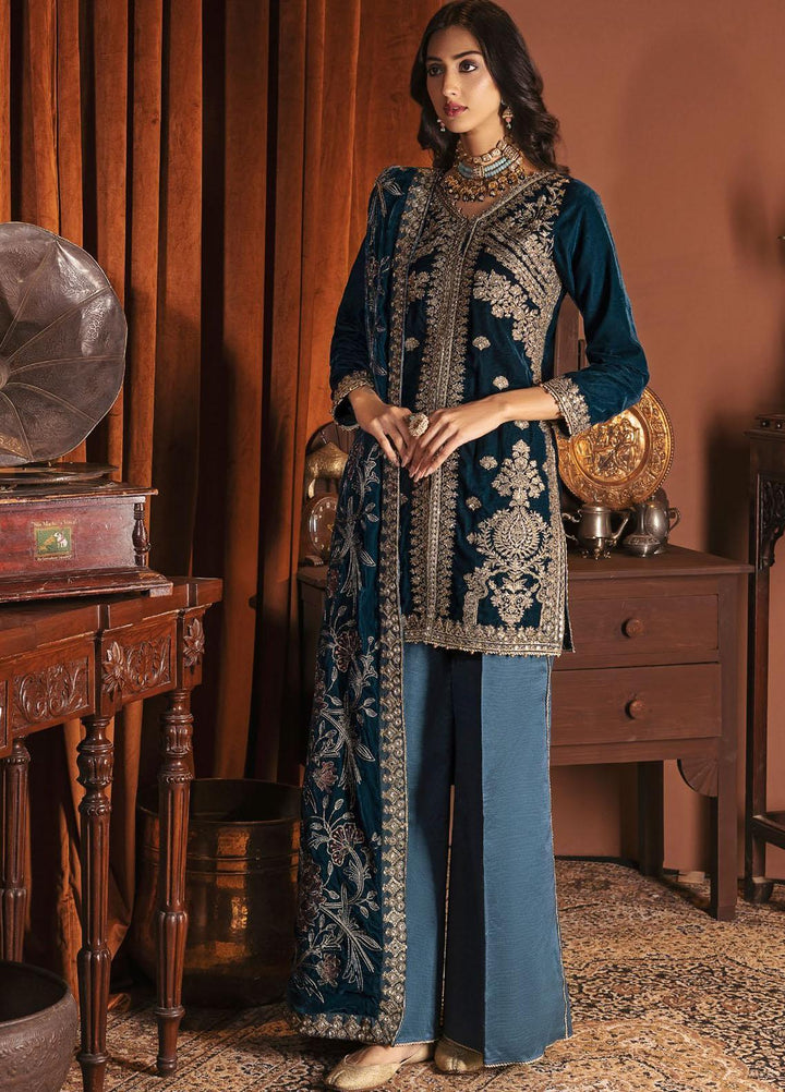 Motifz Embroidered Velvet Suits Unstitched 3 Piece MT22FV 3173 ANARKALI - Luxury Festive Collection