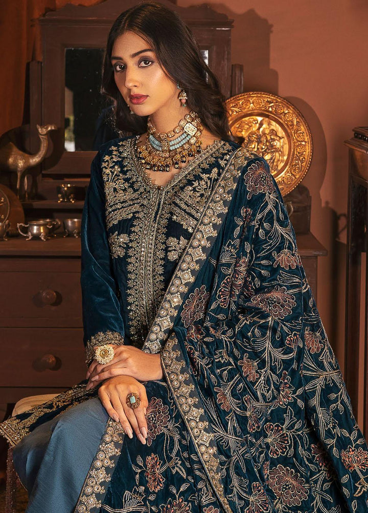 Motifz Embroidered Velvet Suits Unstitched 3 Piece MT22FV 3173 ANARKALI - Luxury Festive Collection