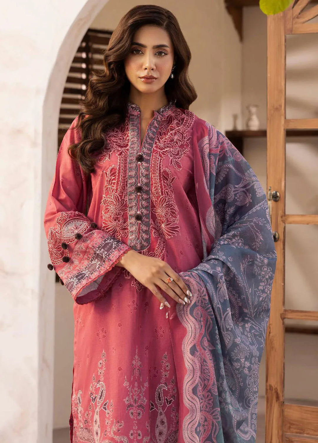 Motifz Embroidered Lawn Suits Unstitched 3 Piece MT25DPL D-5471 Irea - Summer Collection
