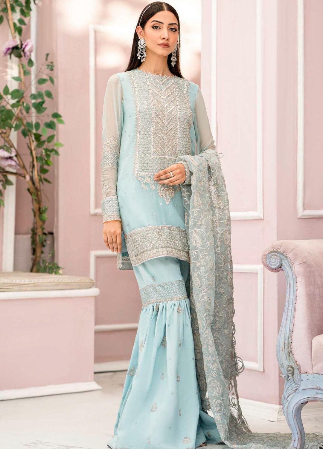 Motifz Embroidered Chiffon Suits Unstitched 3 Piece MT23PB MWU04112 Zel - Luxury Collection