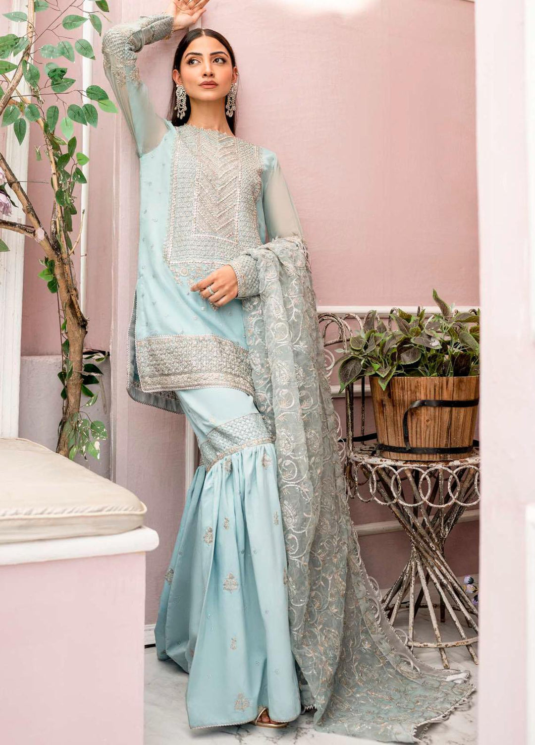 Motifz Embroidered Chiffon Suits Unstitched 3 Piece MT23PB MWU04112 Zel - Luxury Collection