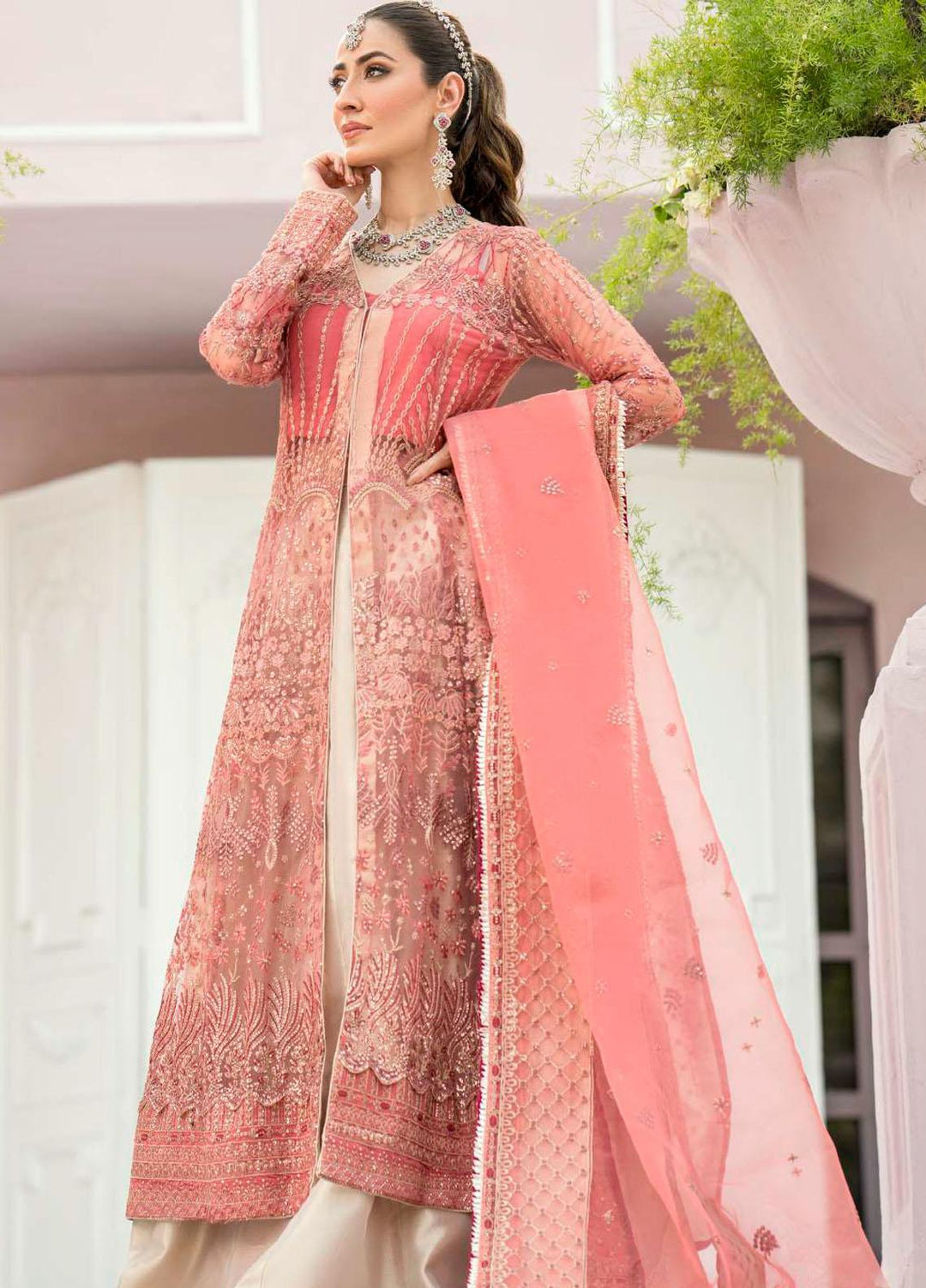 Motifz Embroidered Net Suits Unstitched 3 Piece MT23PB MWU04114 Avley - Luxury Collection