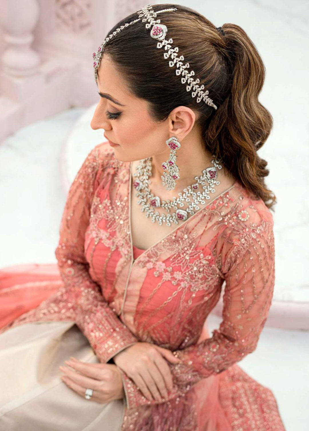 Motifz Embroidered Net Suits Unstitched 3 Piece MT23PB MWU04114 Avley - Luxury Collection