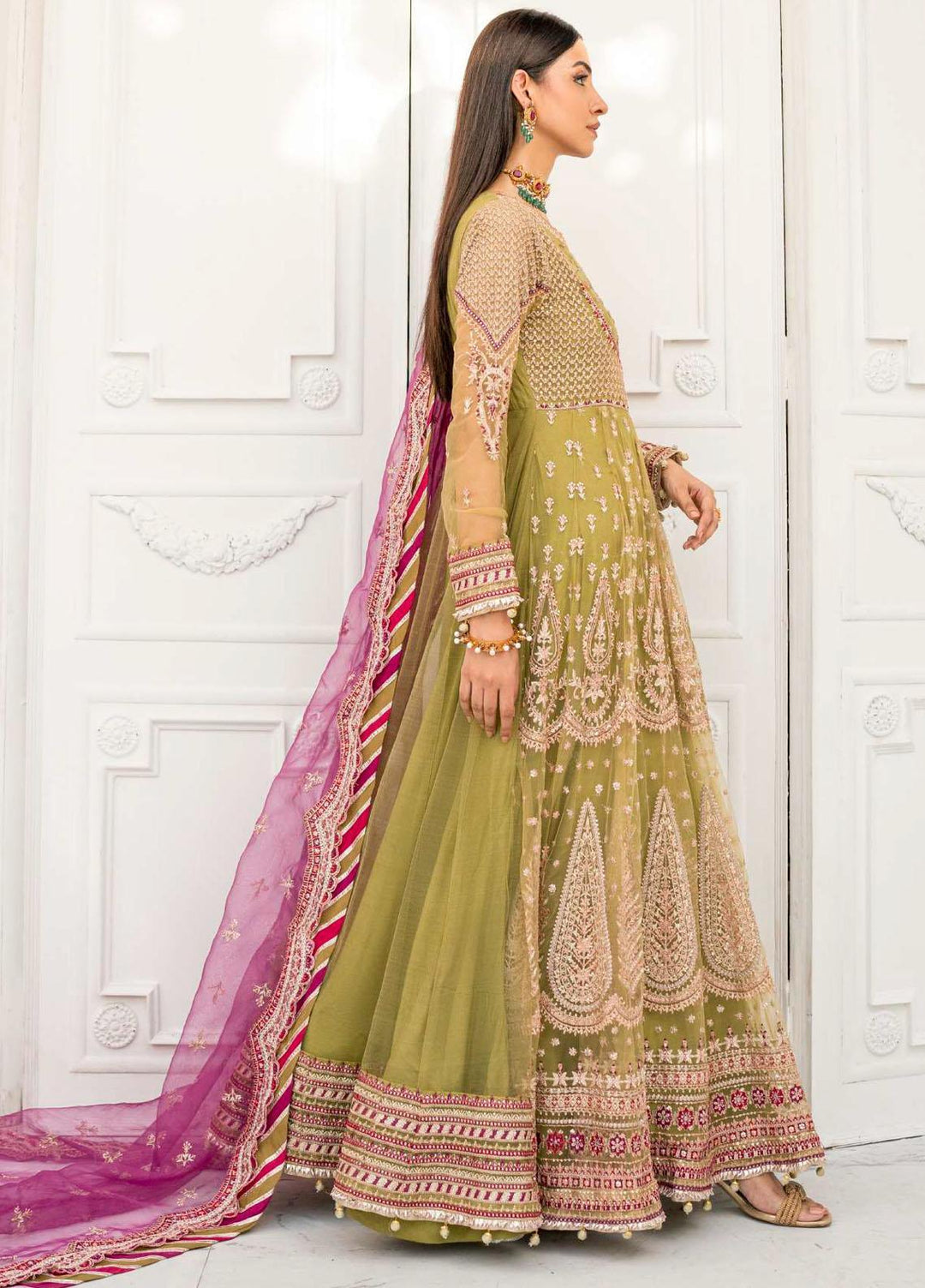 Motifz Embroidered Net Suits Unstitched 3 Piece MT23PB MWU04115 Ella - Luxury Collection