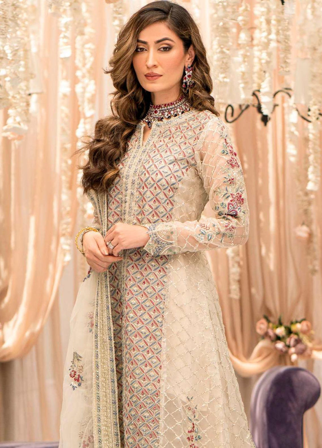 Motifz Embroidered Organza Suits Unstitched 3 Piece MT23PB MWU04117 Amaya - Luxury Collection